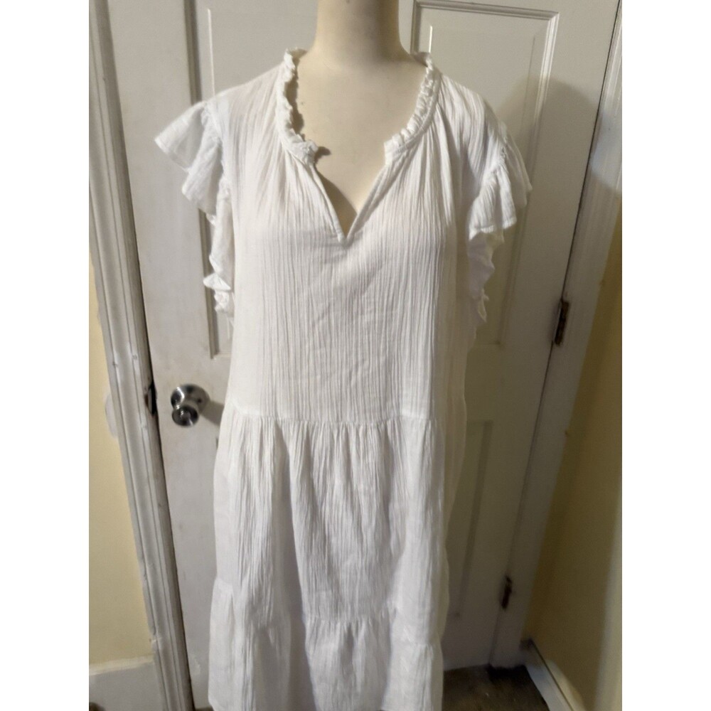 Wonderly White Tiered Baby Doll Mini Dress Womens Size 2XL